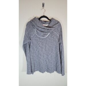 Free People FP Beach Pullover Top Gray Washed Black Cowl Neck Sweatshirt